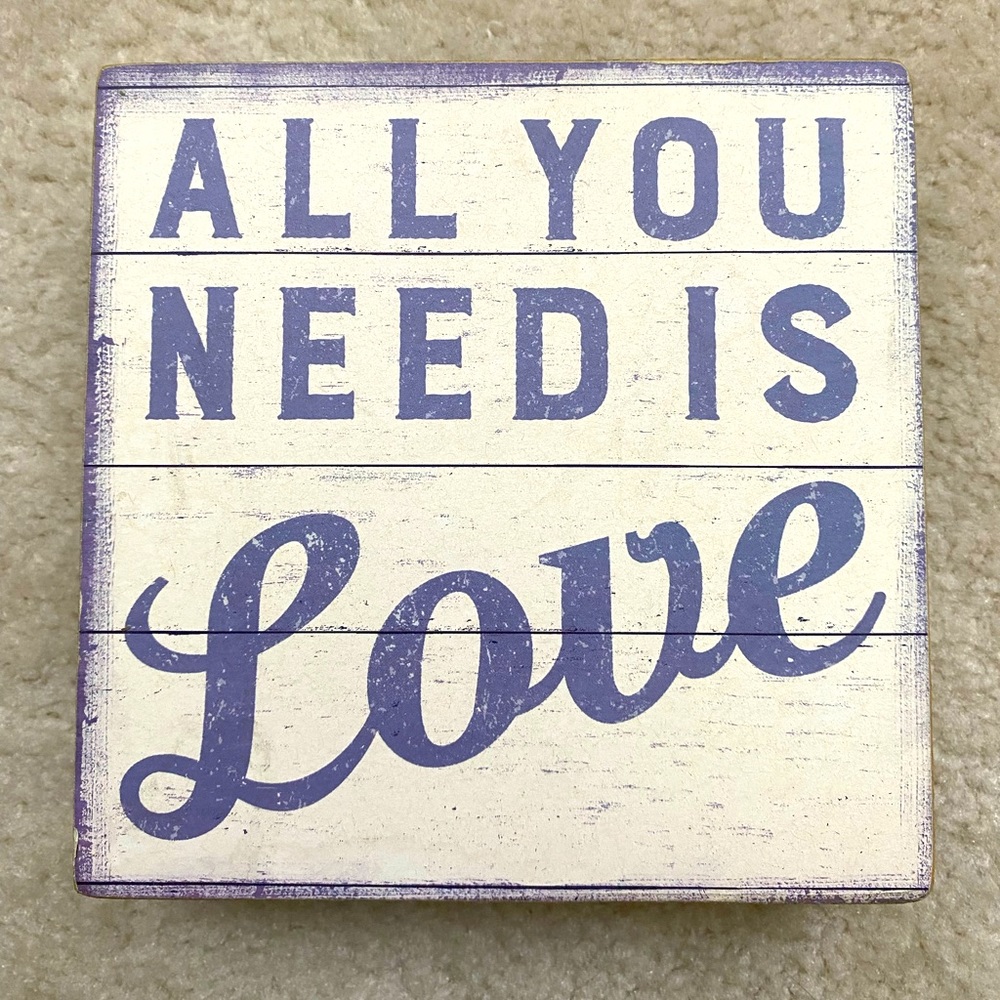 Wooden “All You Need is Love” home decor